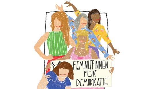 Flyer Frauen in Oberhausen, Illustration: Isabel Blumenthal