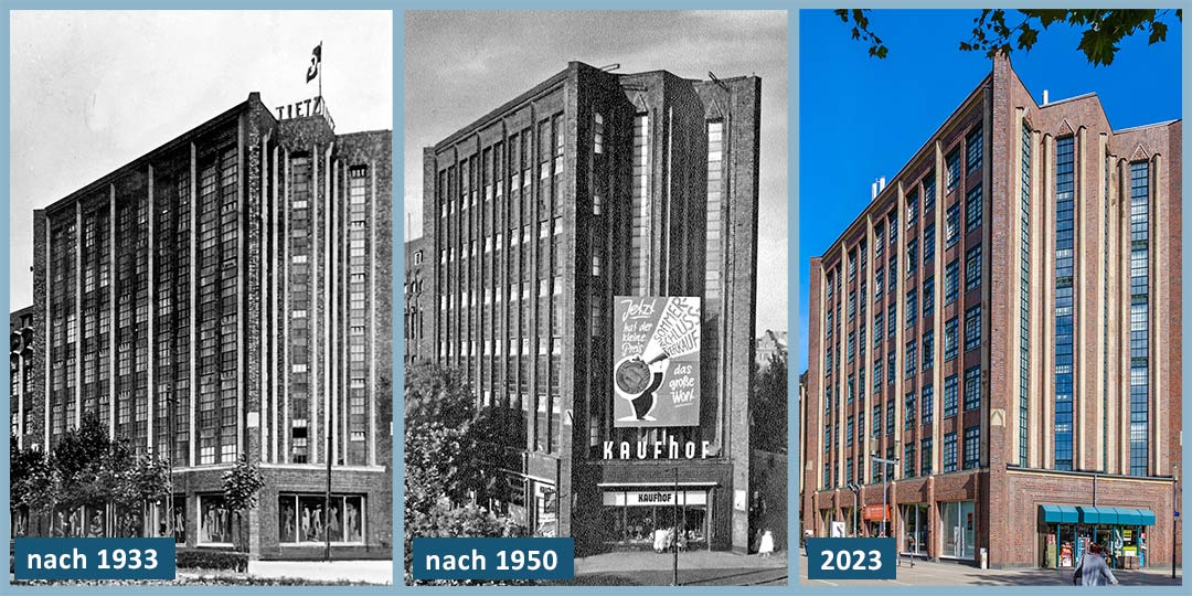 Collage des ehemaligen Ruchwacht- und heutigen Bert-Brecht-Hauses