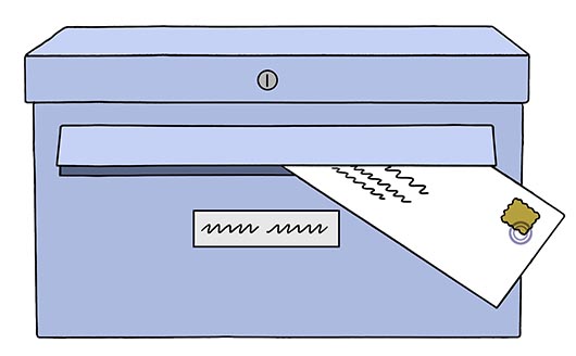 Briefkasten, Grafik: Lebenshilfe für Menschen mit geistiger Behinderung Bremen e.V. Illustrator Stefan Albers, Atelier Fleetinsel, 2013