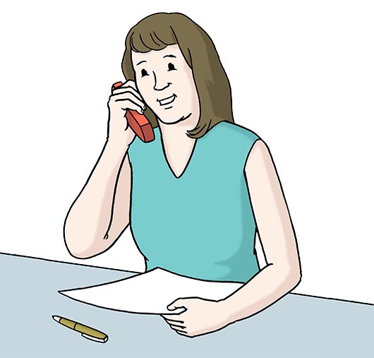 Frau Telefon, Grafik: Lebenshilfe für Menschen mit geistiger Behinderung Bremen e.V. Illustrator Stefan Albers, Atelier Fleetinsel, 2013