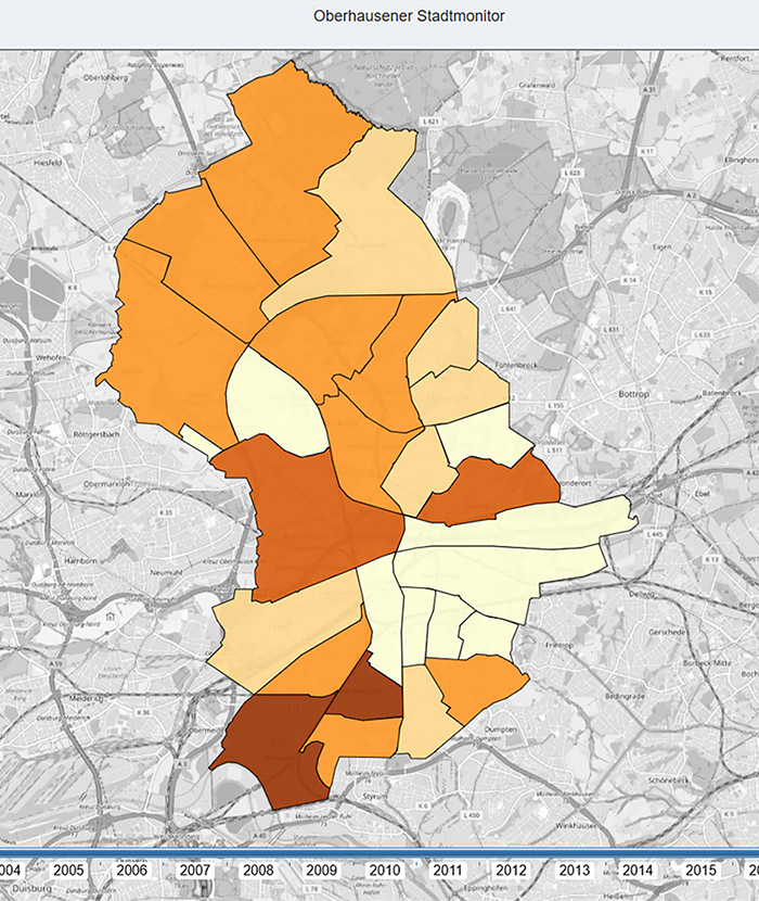 Ansicht der Webanwendung des Statmonitors. Grafik: Stadt Oberhausen